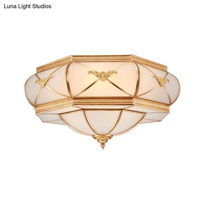 DecorBites™ DecorBites™ Traditional Flower Curved Frosted Glass Flush Mount Ceiling Light in Gold - 3/4/6 Lights for Bedroom