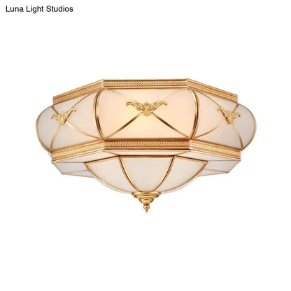 DecorBites™ DecorBites™ Traditional Flower Curved Frosted Glass Flush Mount Ceiling Light in Gold - 3/4/6 Lights for Bedroom