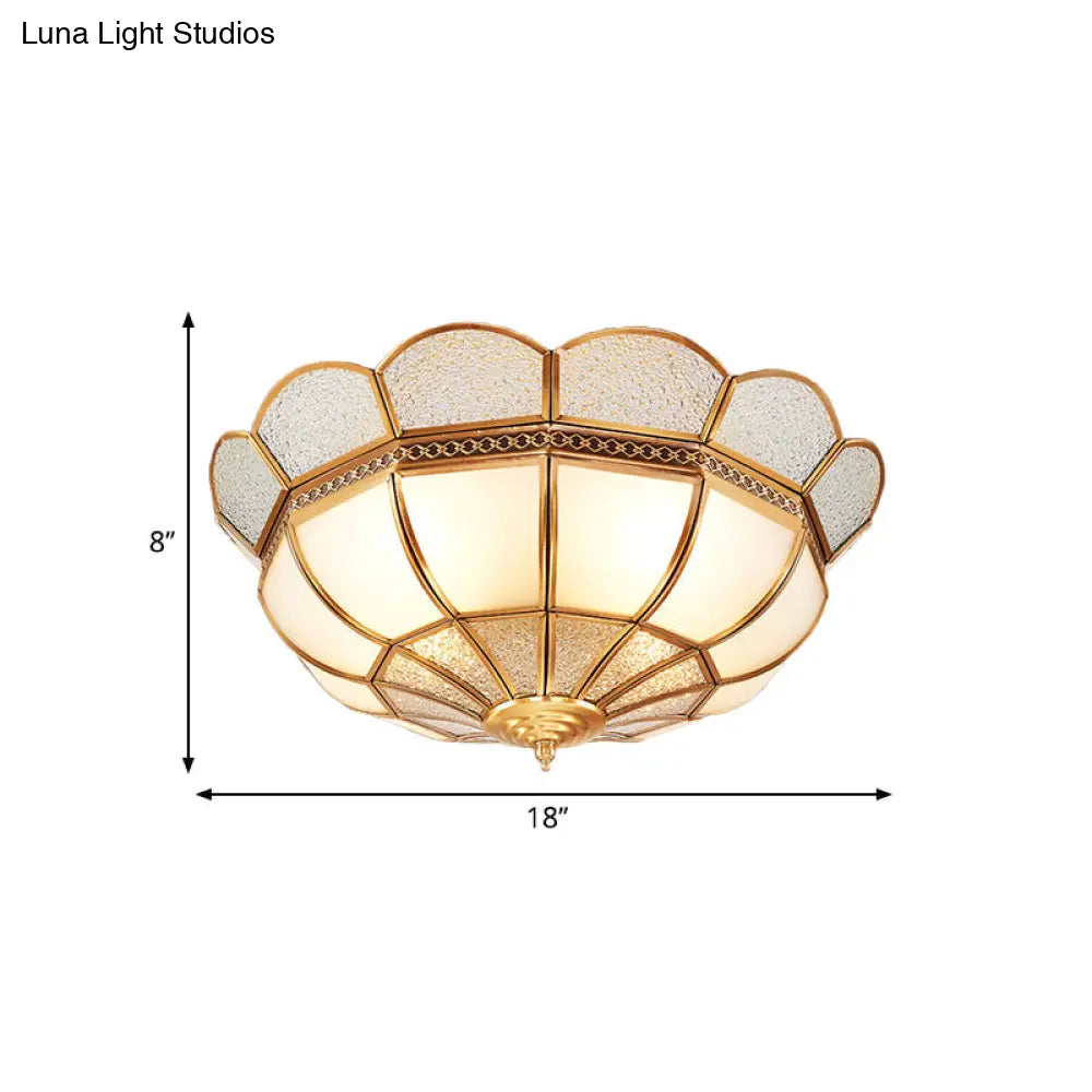 DecorBites™ DecorBites™ Traditional Flower Gold Flushmount Lighting - 4-Light Milky Glass Ceiling Flush Mount for Bedroom