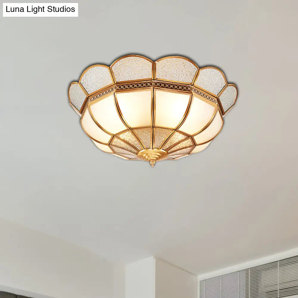 DecorBites™ DecorBites™ Traditional Flower Gold Flushmount Lighting - 4-Light Milky Glass Ceiling Flush Mount for Bedroom