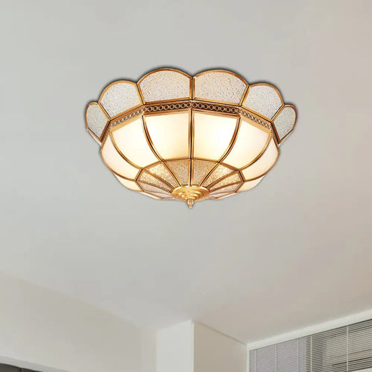 DecorBites™ DecorBites™ Traditional Flower Gold Flushmount Lighting - 4-Light Milky Glass Ceiling Flush Mount for Bedroom