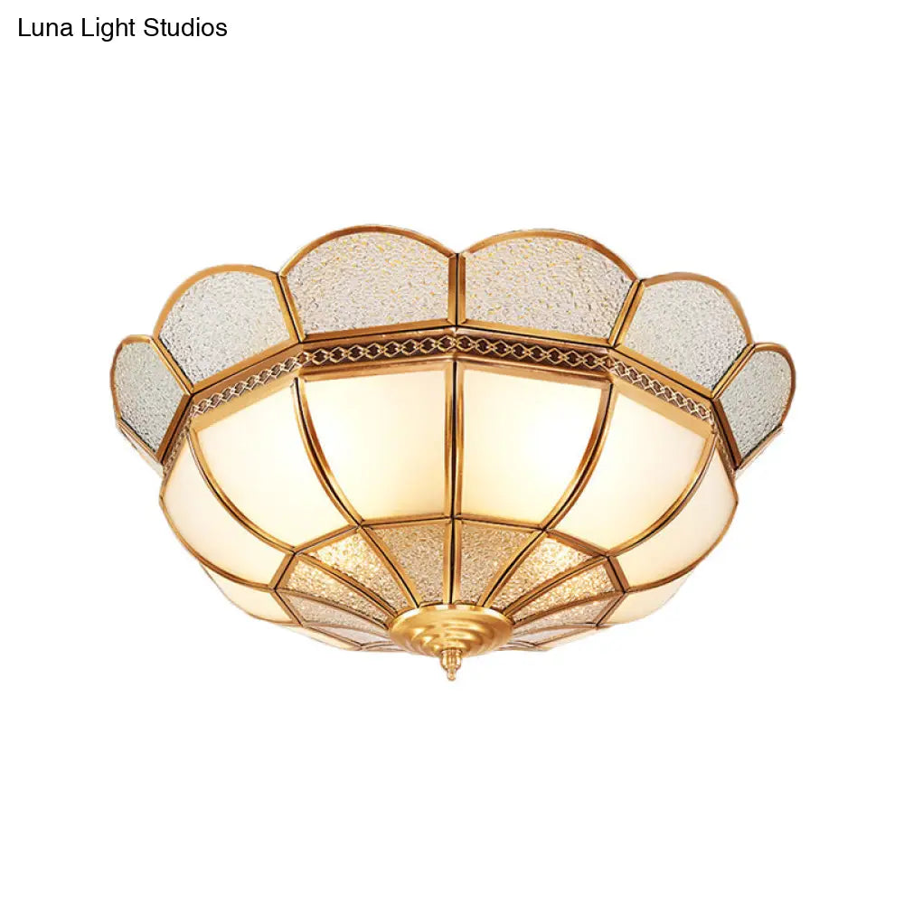 DecorBites™ DecorBites™ Traditional Flower Gold Flushmount Lighting - 4-Light Milky Glass Ceiling Flush Mount for Bedroom