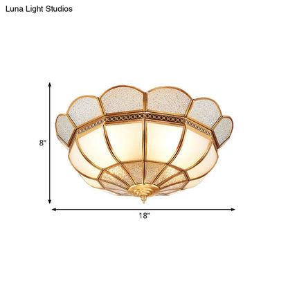 DecorBites™ DecorBites™ Traditional Flower Gold Flushmount Lighting - 4-Light Milky Glass Ceiling Flush Mount for Bedroom