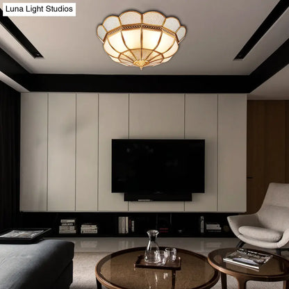 DecorBites™ DecorBites™ Traditional Flower Gold Flushmount Lighting - 4-Light Milky Glass Ceiling Flush Mount for Bedroom