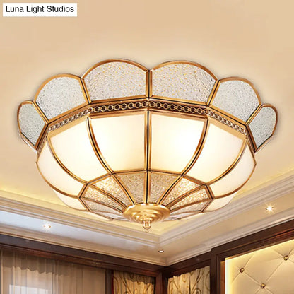 DecorBites™ DecorBites™ Traditional Flower Gold Flushmount Lighting - 4-Light Milky Glass Ceiling Flush Mount for Bedroom