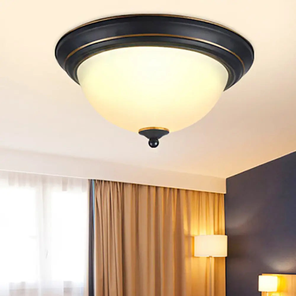 DecorBites™ DecorBites™ Traditional Flush Mount LED Ceiling Lamp - Black Bowl Design for Living Room (11",15",19") - Warm/White Light