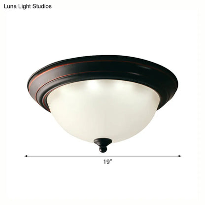DecorBites™ DecorBites™ Traditional Flush Mount LED Ceiling Lamp - Black Bowl Design for Living Room (11",15",19") - Warm/White Light
