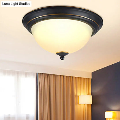 DecorBites™ DecorBites™ Traditional Flush Mount LED Ceiling Lamp - Black Bowl Design for Living Room (11",15",19") - Warm/White Light