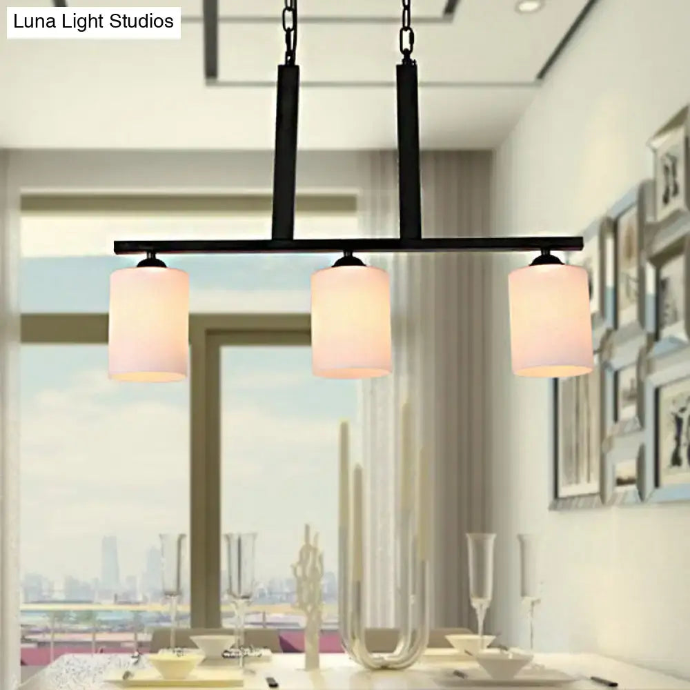 Decorbites frosted glass black island pendant light kit with three cylindrical shades for dining room 110v-120v 220v-240v