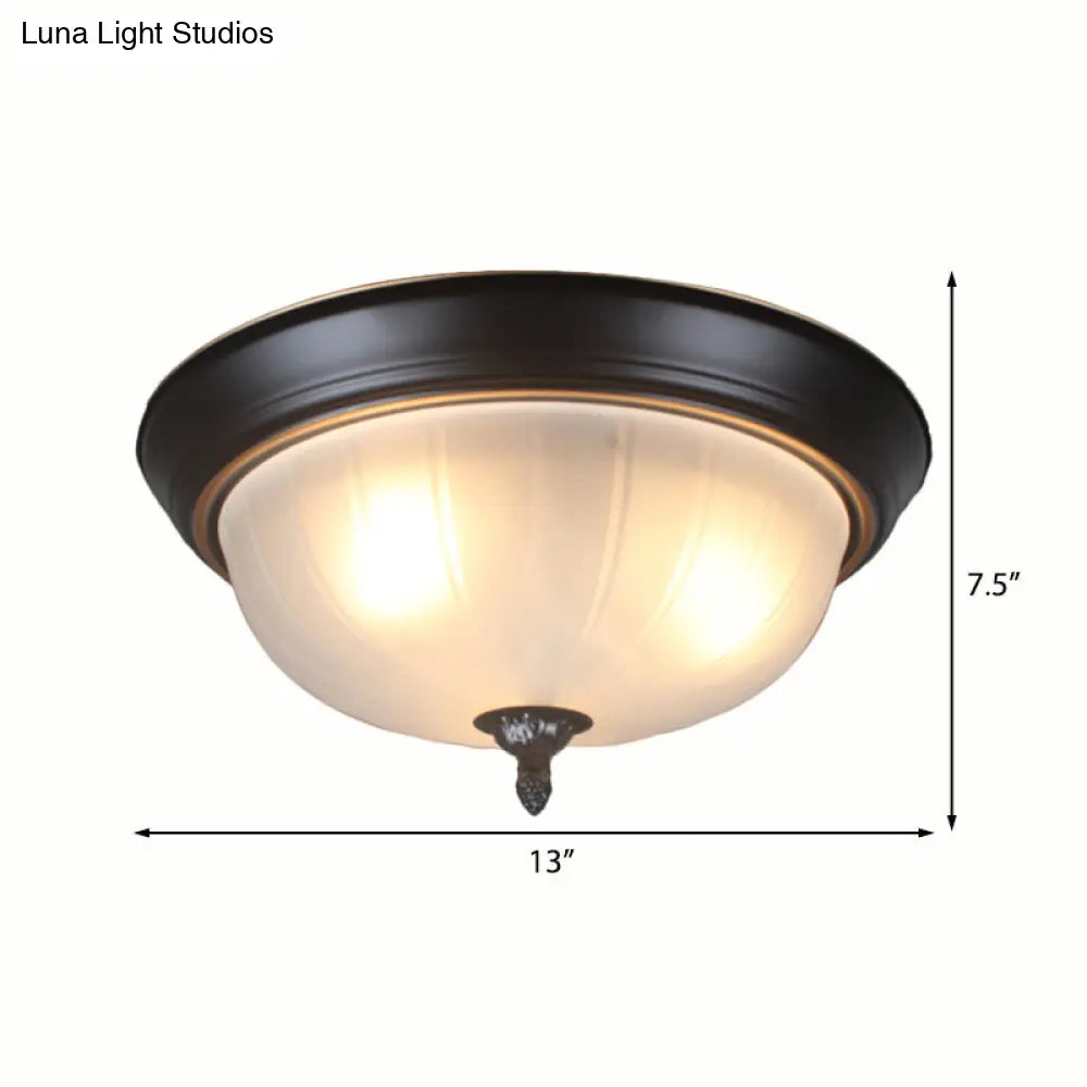 DecorBites™ DecorBites™ Traditional Frosted Glass Bowl Flushmount Light with 3 Black Ceiling Lighting Options - 13"/15"/19" Wide
