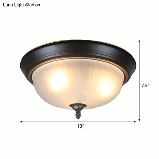 DecorBites™ DecorBites™ Traditional Frosted Glass Bowl Flushmount Light with 3 Black Ceiling Lighting Options - 13"/15"/19" Wide