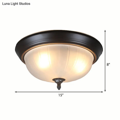 DecorBites™ DecorBites™ Traditional Frosted Glass Bowl Flushmount Light with 3 Black Ceiling Lighting Options - 13"/15"/19" Wide