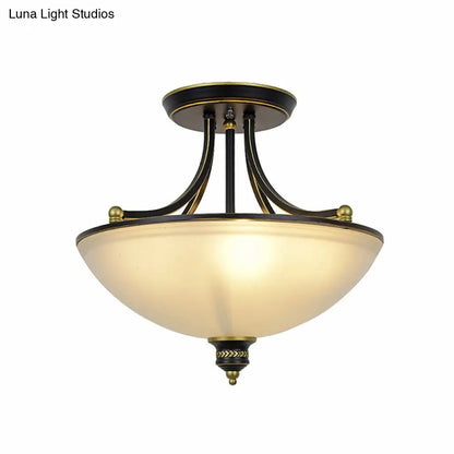 DecorBites™ DecorBites™ Traditional Frosted Glass Bowl Shaped Kitchen Ceiling Light Fixture - 4-Light Semi Flush