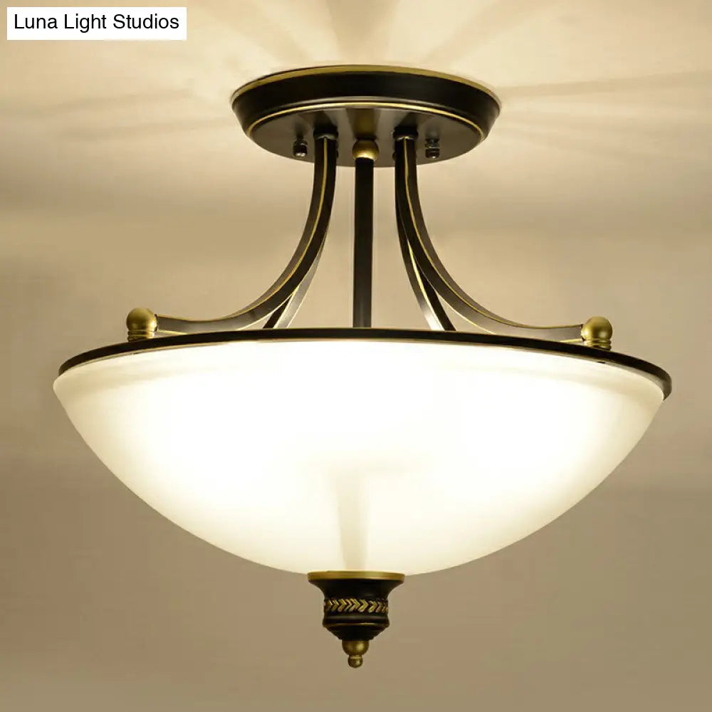 DecorBites™ DecorBites™ Traditional Frosted Glass Bowl Shaped Kitchen Ceiling Light Fixture - 4-Light Semi Flush