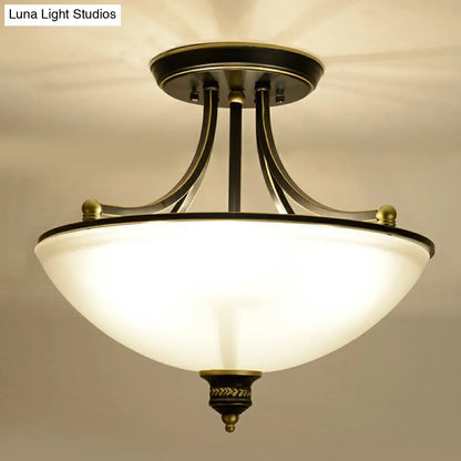 DecorBites™ DecorBites™ Traditional Frosted Glass Bowl Shaped Kitchen Ceiling Light Fixture - 4-Light Semi Flush