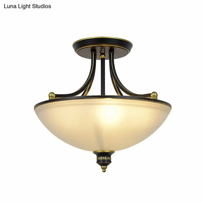 DecorBites™ DecorBites™ Traditional Frosted Glass Bowl Shaped Kitchen Ceiling Light Fixture - 4-Light Semi Flush