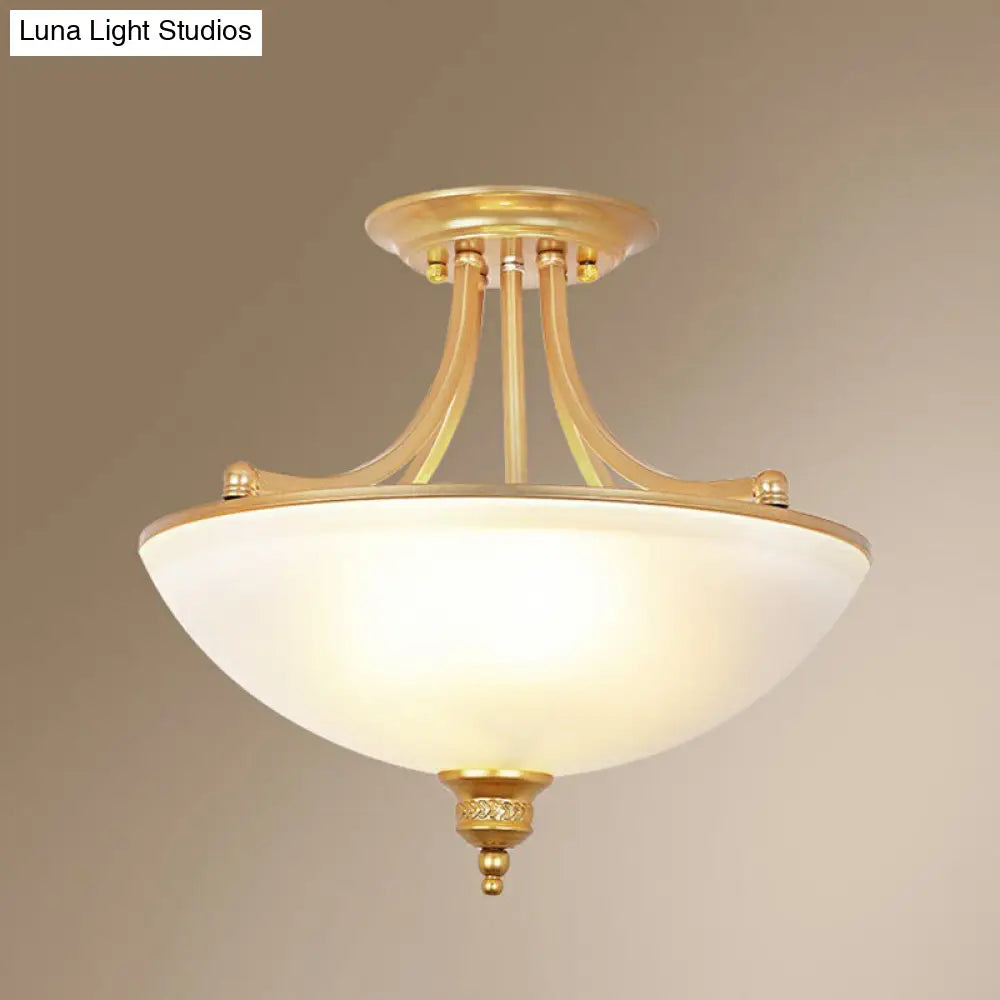 DecorBites™ DecorBites™ Traditional Frosted Glass Bowl Shaped Kitchen Ceiling Light Fixture - 4-Light Semi Flush