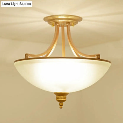DecorBites™ DecorBites™ Traditional Frosted Glass Bowl Shaped Kitchen Ceiling Light Fixture - 4-Light Semi Flush