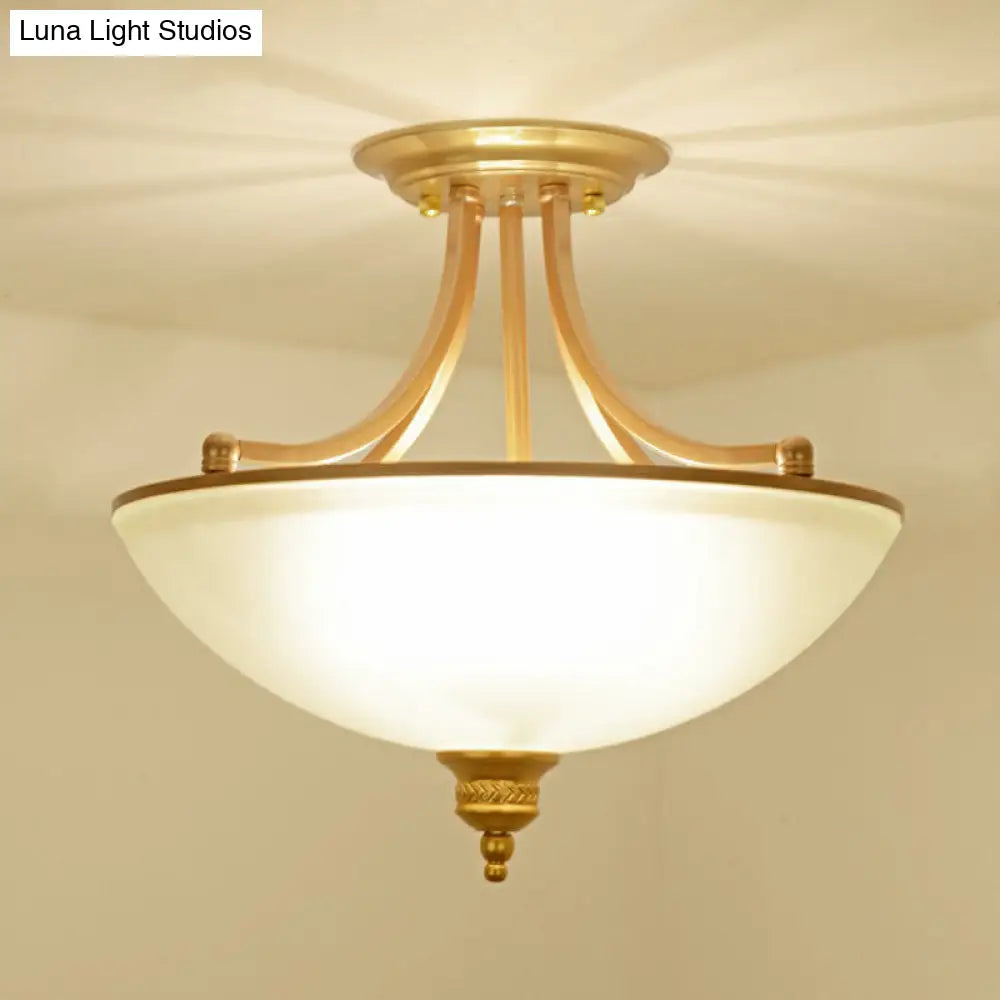 DecorBites™ DecorBites™ Traditional Frosted Glass Bowl Shaped Kitchen Ceiling Light Fixture - 4-Light Semi Flush