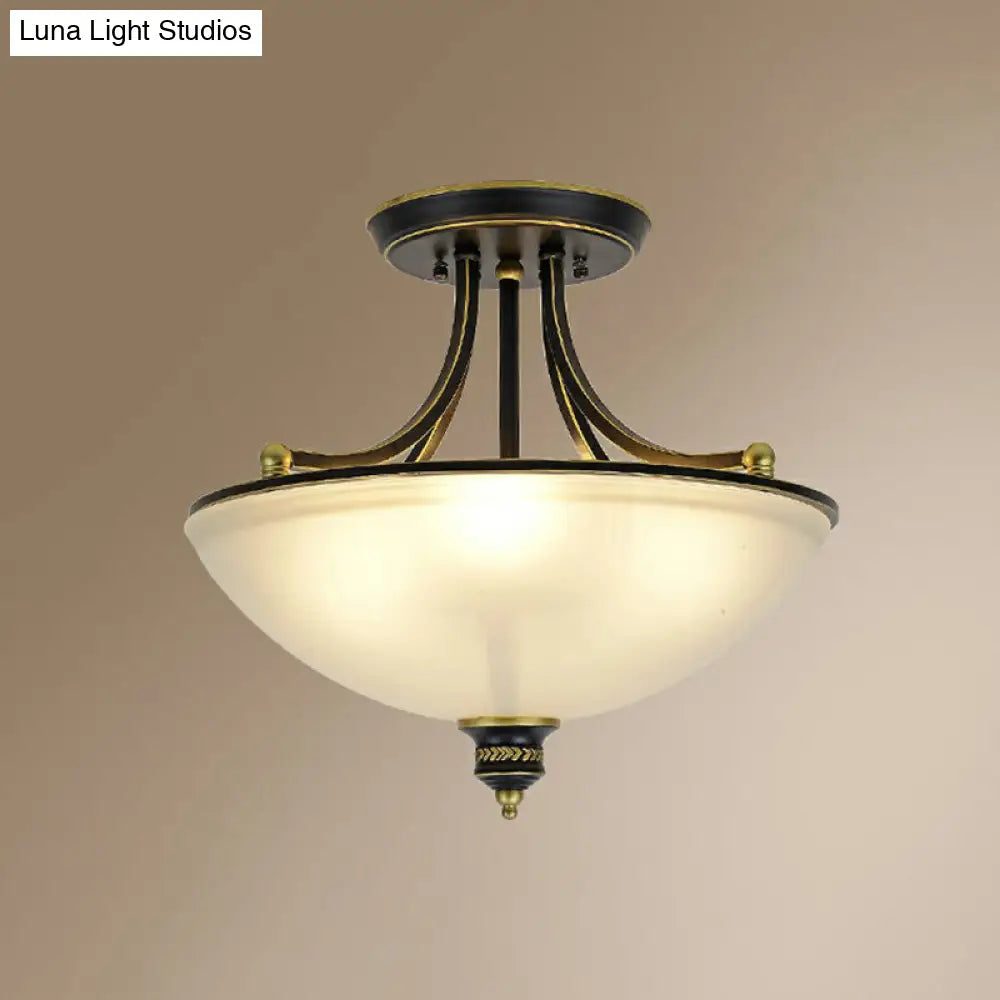 DecorBites™ DecorBites™ Traditional Frosted Glass Bowl Shaped Kitchen Ceiling Light Fixture - 4-Light Semi Flush