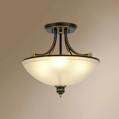DecorBites™ DecorBites™ Traditional Frosted Glass Bowl Shaped Kitchen Ceiling Light Fixture - 4-Light Semi Flush