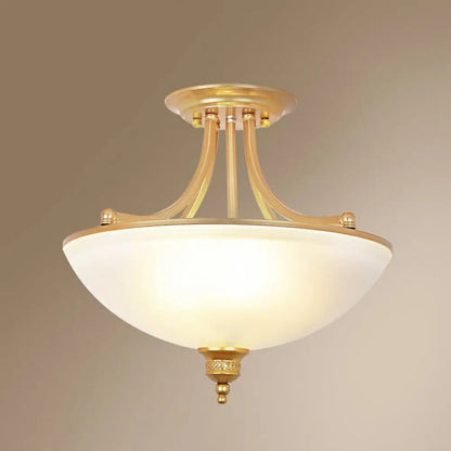 DecorBites™ DecorBites™ Traditional Frosted Glass Bowl Shaped Kitchen Ceiling Light Fixture - 4-Light Semi Flush