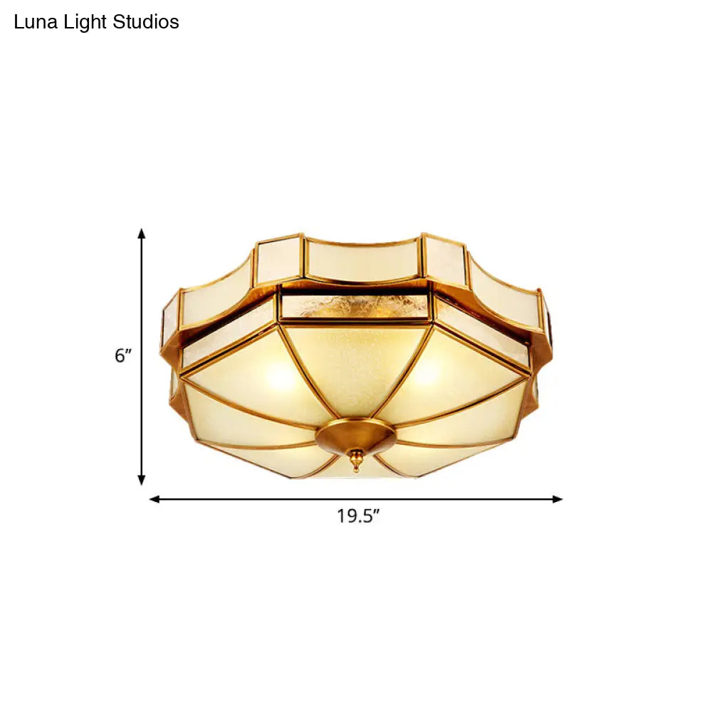 DecorBites™ DecorBites™ Traditional Frosted Glass Ceiling Flush Mount - Brass Finish - 14"/18"/19.5" W