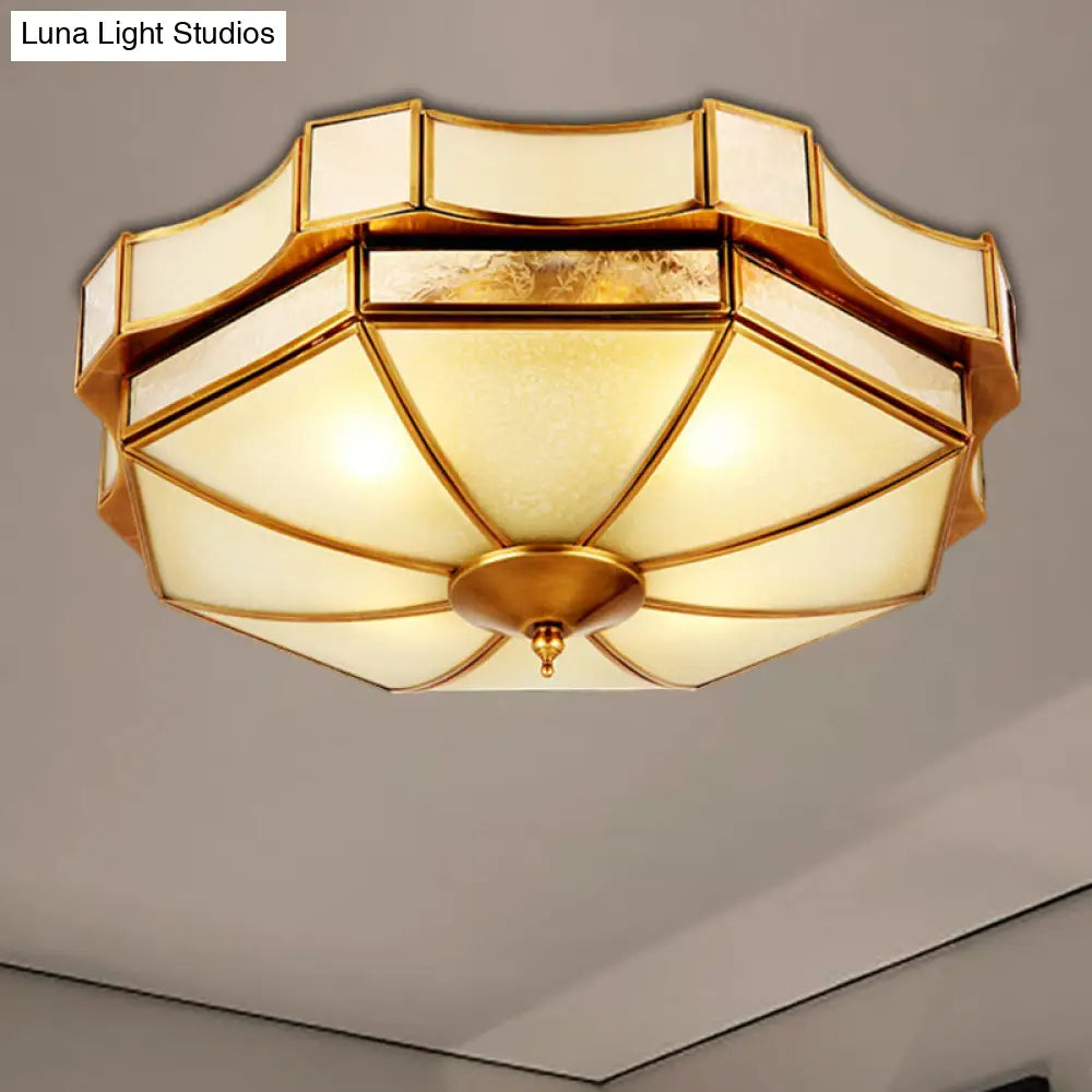DecorBites™ DecorBites™ Traditional Frosted Glass Ceiling Flush Mount - Brass Finish - 14"/18"/19.5" W