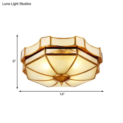 DecorBites™ DecorBites™ Traditional Frosted Glass Ceiling Flush Mount - Brass Finish - 14"/18"/19.5" W