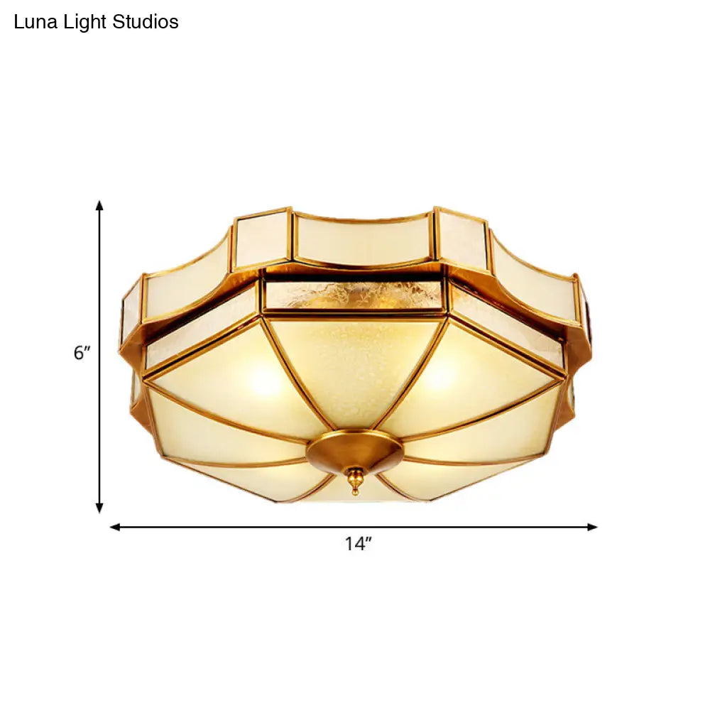 DecorBites™ DecorBites™ Traditional Frosted Glass Ceiling Flush Mount - Brass Finish - 14"/18"/19.5" W