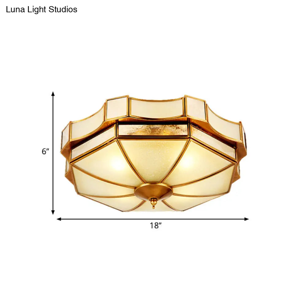 DecorBites™ DecorBites™ Traditional Frosted Glass Ceiling Flush Mount - Brass Finish - 14"/18"/19.5" W