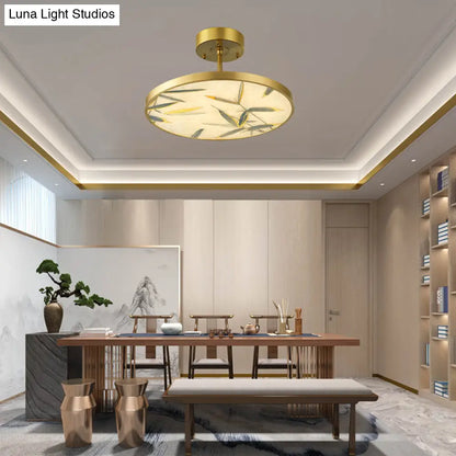 DecorBites™ DecorBites™ Traditional Frosted Glass Semi Flush Mount Light in Gold - 16"/23.5" Width