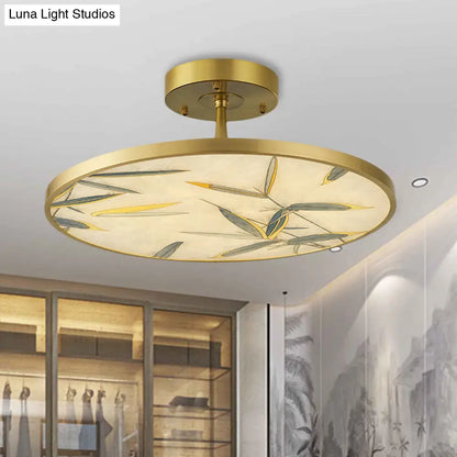 DecorBites™ DecorBites™ Traditional Frosted Glass Semi Flush Mount Light in Gold - 16"/23.5" Width
