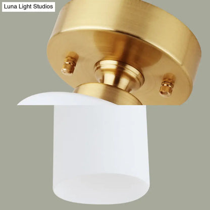 DecorBites™ DecorBites™ Traditional Gold Cylinder Glass Flush Fixture - 1 Light Living Room Ceiling Light