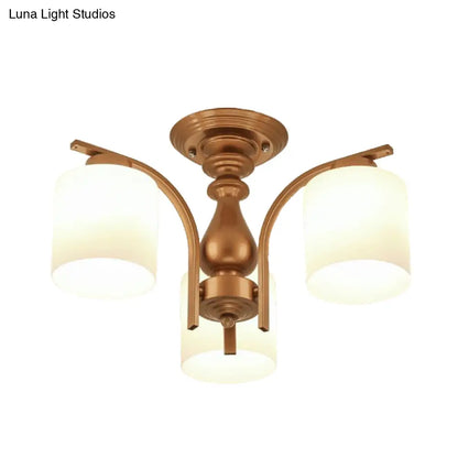 DecorBites™ DecorBites™ Traditional Gold Semi Flush Ceiling Light Fixture with Frosted Glass Shade - 3/5/6 Lights for Living Room