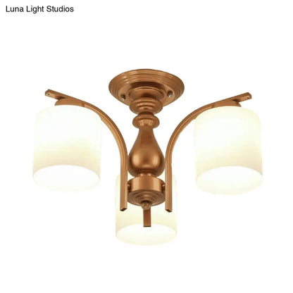 DecorBites™ DecorBites™ Traditional Gold Semi Flush Ceiling Light Fixture with Frosted Glass Shade - 3/5/6 Lights for Living Room