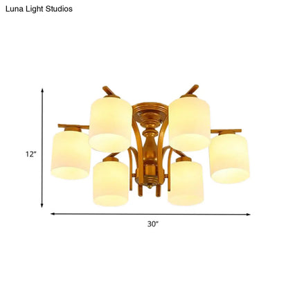 DecorBites™ DecorBites™ Traditional Gold Semi Flush Ceiling Light Fixture with Frosted Glass Shade - 3/5/6 Lights for Living Room
