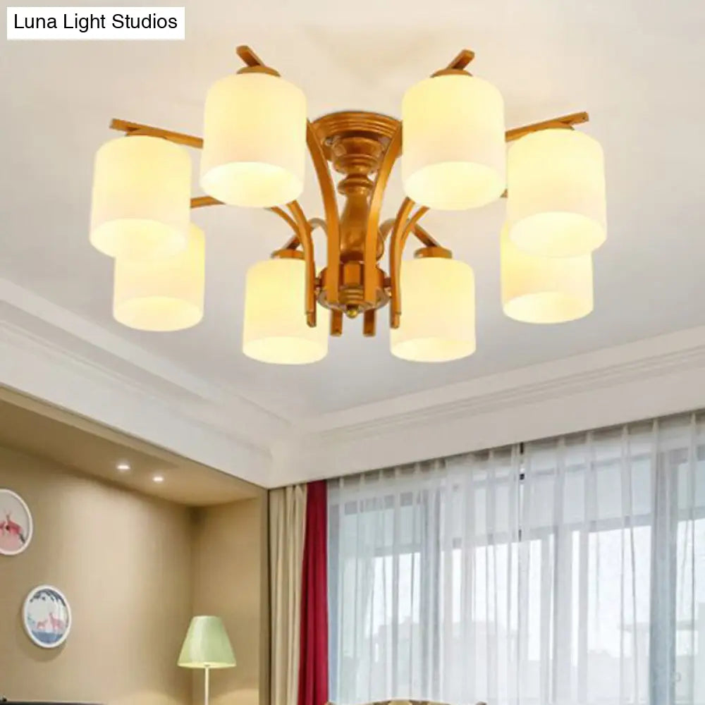 DecorBites™ DecorBites™ Traditional Gold Semi Flush Ceiling Light Fixture with Frosted Glass Shade - 3/5/6 Lights for Living Room