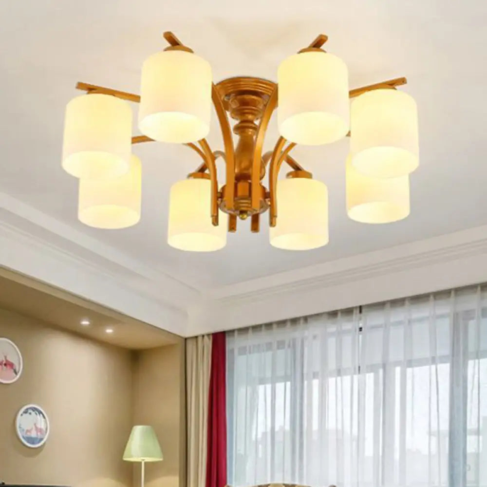 DecorBites™ DecorBites™ Traditional Gold Semi Flush Ceiling Light Fixture with Frosted Glass Shade - 3/5/6 Lights for Living Room