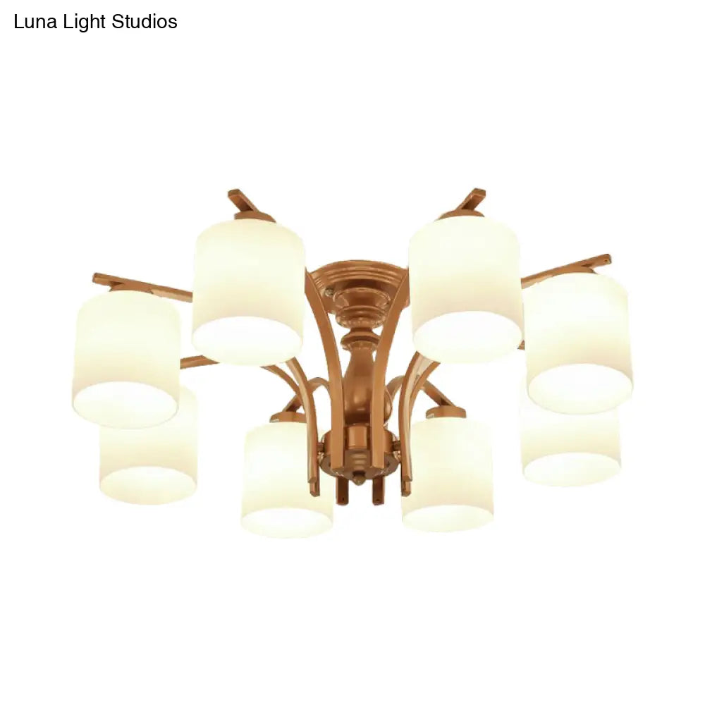 DecorBites™ DecorBites™ Traditional Gold Semi Flush Ceiling Light Fixture with Frosted Glass Shade - 3/5/6 Lights for Living Room