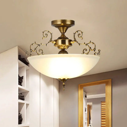 DecorBites™ DecorBites™ Traditional Gold Swirling Arm Ceiling Lamp with 3 Wide Bowl Lights, 13"/17" Semi Flush Mount