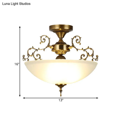 DecorBites™ DecorBites™ Traditional Gold Swirling Arm Ceiling Lamp with 3 Wide Bowl Lights, 13"/17" Semi Flush Mount