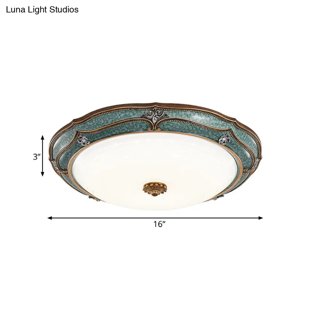 DecorBites™ DecorBites™ Traditional Green Resin Ceiling Mounted LED Flower Flush Mount Lamp - 16"/19.5"/13" Sizes for Living Room in White Light
