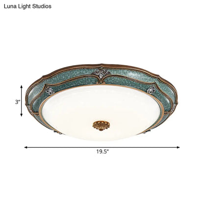 DecorBites™ DecorBites™ Traditional Green Resin Ceiling Mounted LED Flower Flush Mount Lamp - 16"/19.5"/13" Sizes for Living Room in White Light
