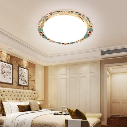 DecorBites™ DecorBites™ Traditional LED Resin Flush Mount Lamp - Flower Bedroom Lighting (Black/Red/Green)