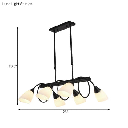 ديكوربايتس™ - مصباح معلق تقليدي من الزجاج اللبني - 6/8/10 مصابيح - طقم مصباح معلق أسود