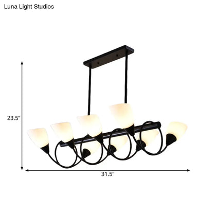 ديكوربايتس™ - مصباح معلق تقليدي من الزجاج اللبني - 6/8/10 مصابيح - طقم مصباح معلق أسود