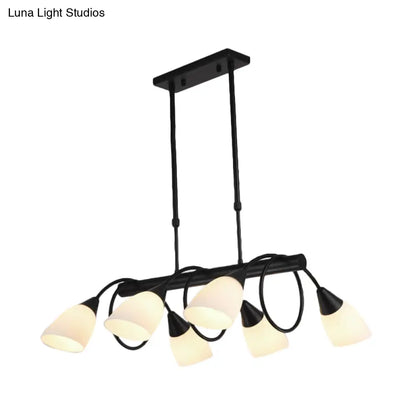 ديكوربايتس™ - مصباح معلق تقليدي من الزجاج اللبني - 6/8/10 مصابيح - طقم مصباح معلق أسود