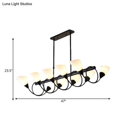 ديكوربايتس™ - مصباح معلق تقليدي من الزجاج اللبني - 6/8/10 مصابيح - طقم مصباح معلق أسود