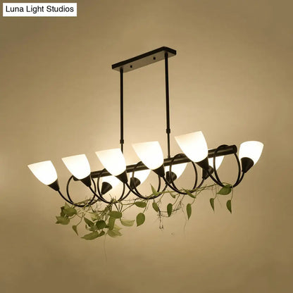 ديكوربايتس™ - مصباح معلق تقليدي من الزجاج اللبني - 6/8/10 مصابيح - طقم مصباح معلق أسود